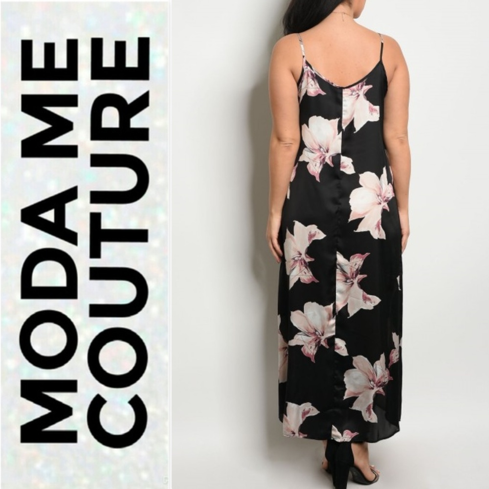 💋LAST CHANCE💋 PLUS FLORAL PRINT MAXI SLIP DRESS - Picture 2 of 4